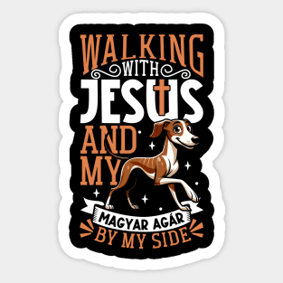 Jesus and dog - Magyar Agár Sticker